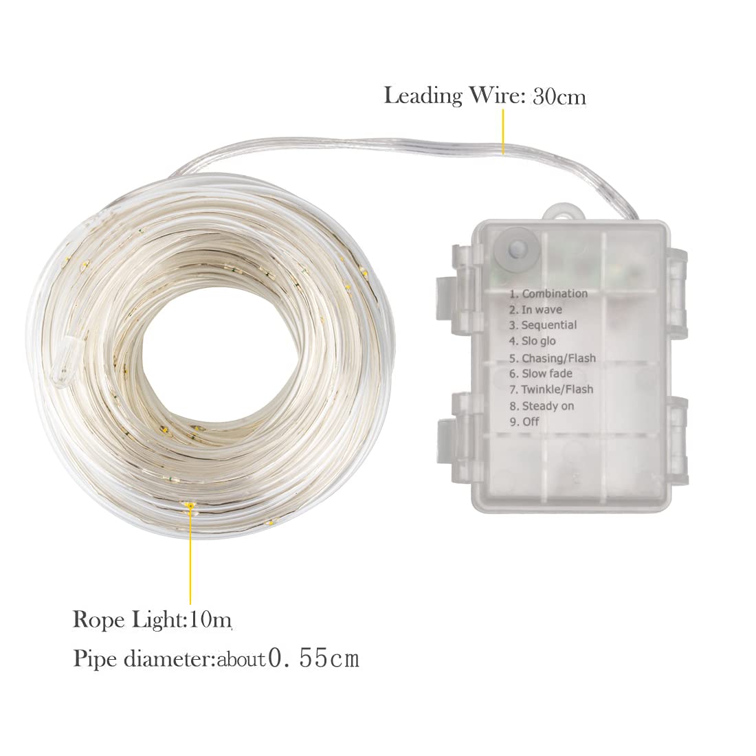Eruibos Van 10M 100 LEDS Lichterschlauch Batterie, Schlauch Außen mit Fernbedienung und Timer
